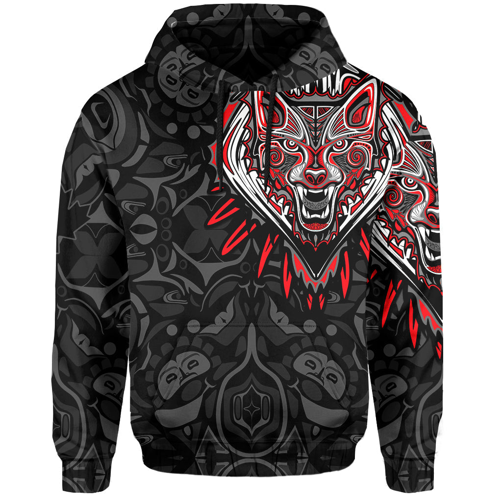 Custom Canada Haida Hoodie Wolf and Maple Leaf LT13 - Wonder Print Shop