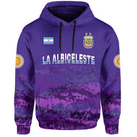 Purple pullover football hoodie with hood, drawstrings, crest and LA ALBICELSTE text