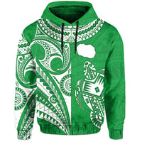 Custom Rarotonga Cook Islands Hoodie Turtle and Map Style Green LT13 - Wonder Print Shop