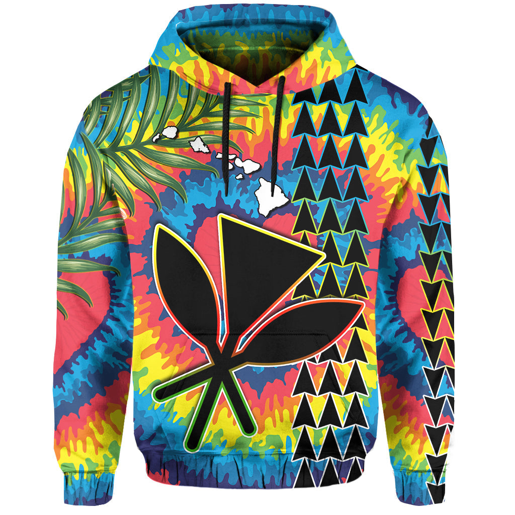 Custom Hawaii Rainbow Tie Dye Hoodie Flowers Polynesian Hawaiian Tribal LT13 - Wonder Print Shop