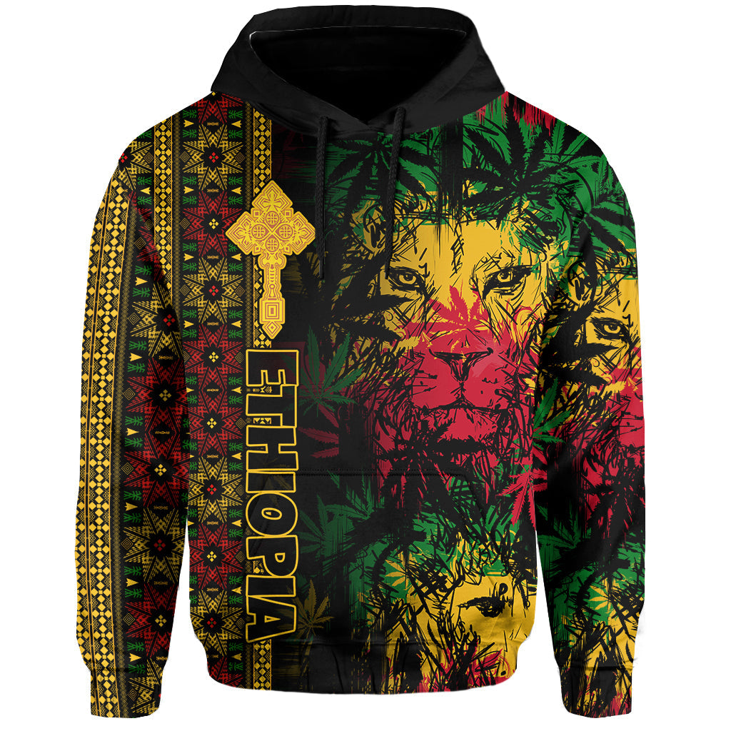 Ethiopia Lion Reggae Hoodie Ethiopian Cross LT13 - Wonder Print Shop
