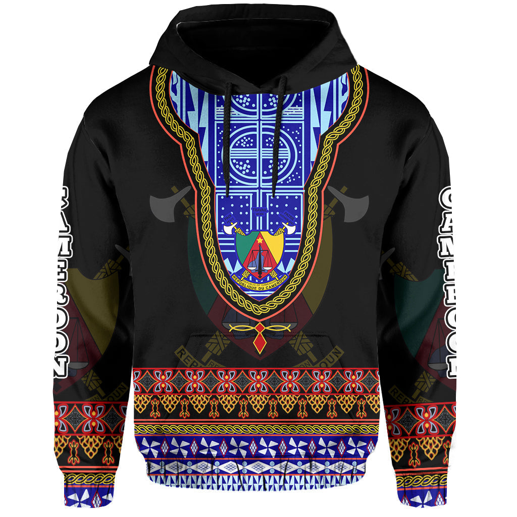 Custom Cameroon Hoodie Atoghu Pattern Black Style - Wonder Print Shop