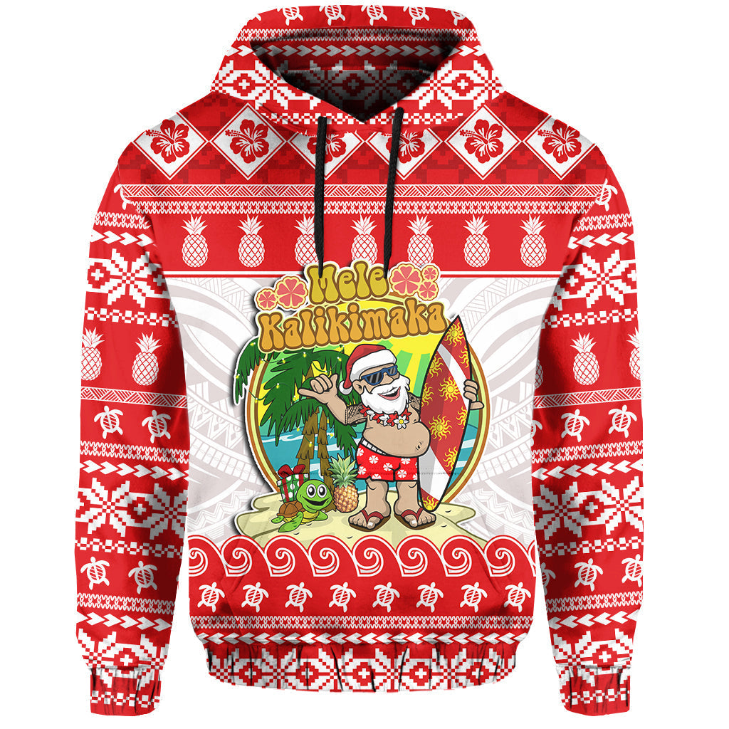 Hawaii Christmas Hoodie Kanaka Polynesian Santa Claus Mele Kalikimaka - Wonder Print Shop