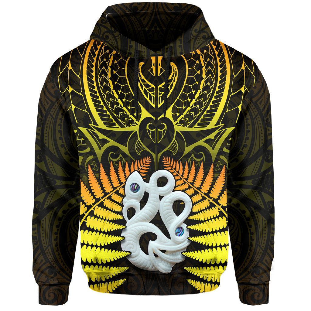 Custom Aotearoa Fern Hoodie New Zealand Hei Tiki Gold Style LT13 - Wonder Print Shop