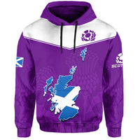 Custom Scottish Rugby Hoodie Map Of Scotland Thistle Purple Version - Wonder Print Shop