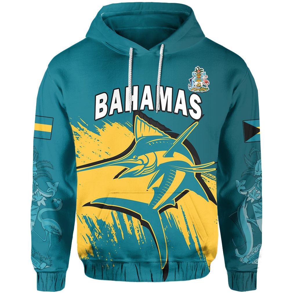 Bahamas Hoodie Blue Marlin With Bahamian Coat Of Arms - Wonder Print Shop