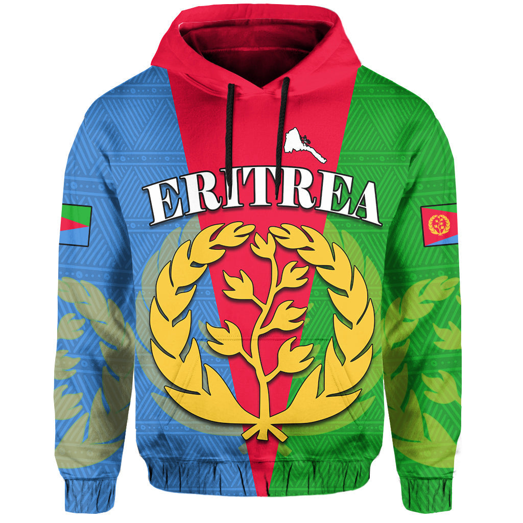 Custom Eritrea Hoodie Eritrean Map Mix African Pattern Simple Style - Wonder Print Shop