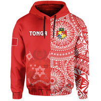 Custom Text And Number Tonga Hoodie Tongan Coat Of Arms Ngatu Pattern - Wonder Print Shop