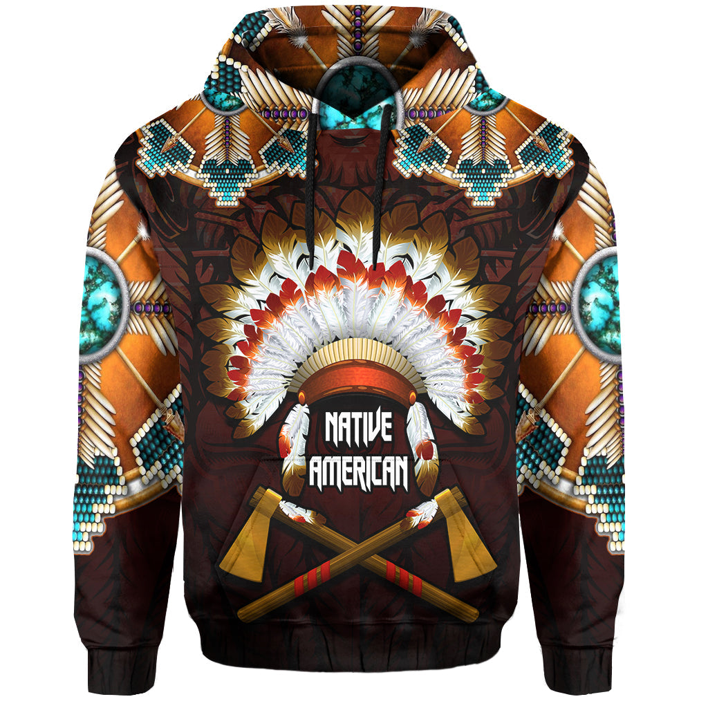 Custom The First Americans Hoodie Indian Headdress With Skull LT13 - Wonder Print Shop