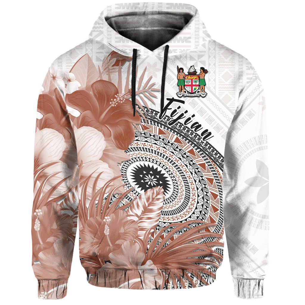 Fiji Tapa Hoodie White Fijian Masi Be Loved Hibiscus LT13 - Wonder Print Shop
