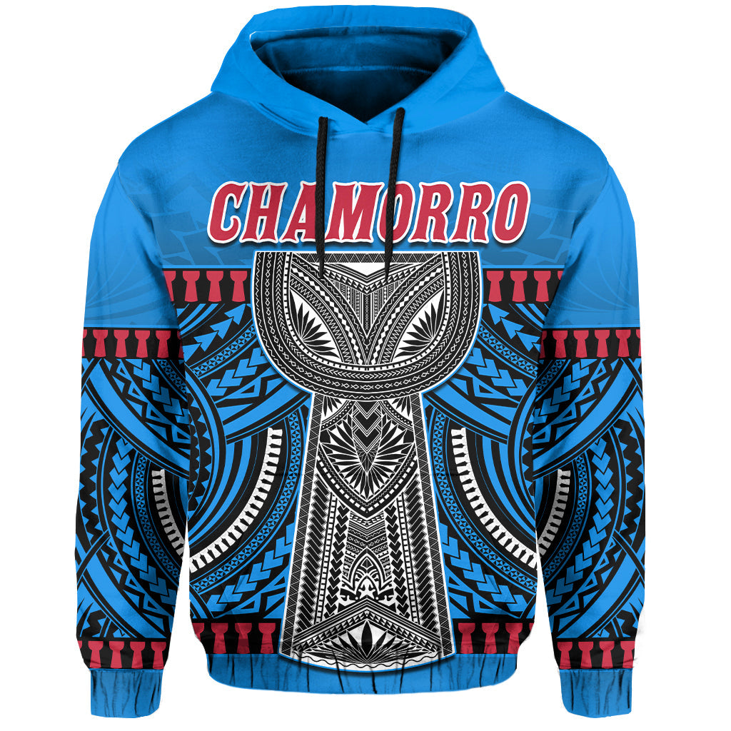 Custom Guam Chamorro Hoodie Latte Stone Blue Polynesian Haligi LT13 - Wonder Print Shop