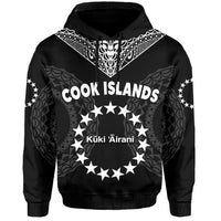Cook Islands Hoodie Circle Pattern Mix Sea Turtle Black Version - Wonder Print Shop