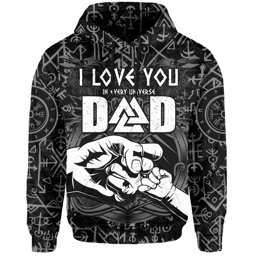 Custom Viking Dad Hoodie Happy Fathers Day Style Runes and Mjolnir LT13 - Wonder Print Shop