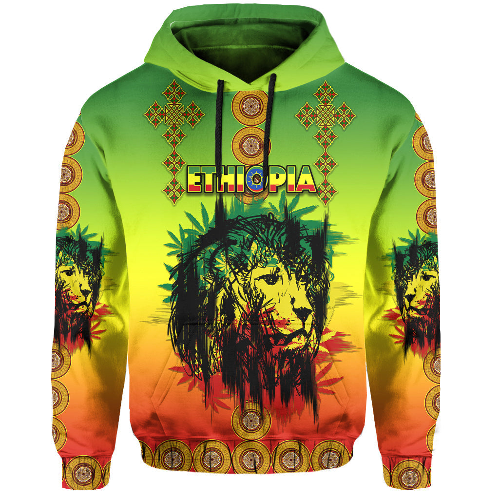 Custom Ethiopia Hoodie Cross Mix Lion Colorful Style - Wonder Print Shop