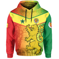 Custom Senegal Hoodie Lion With Senegal Map Reggae Style - Wonder Print Shop