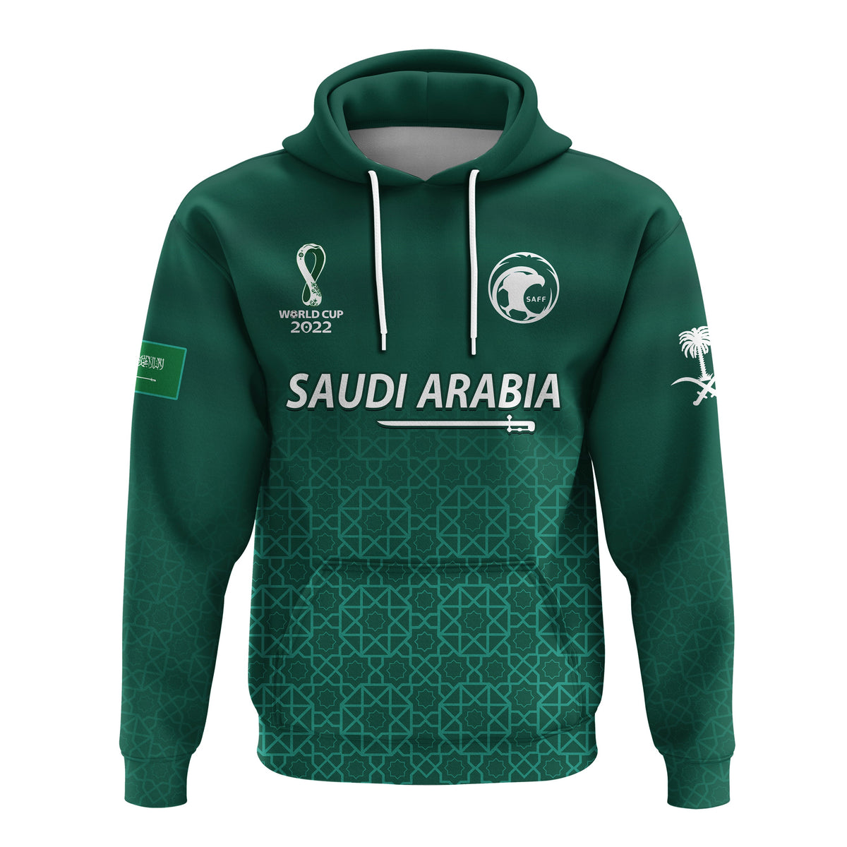 Saudi Arabia Football Hoodie KSA Swords Pattern Saudi Green Champions LT13 - Wonder Print Shop