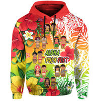 Custom Personalised Aloha Poly FesHoodie Polynesian Pattern With Tropical Flowers - Wonder Print Shop