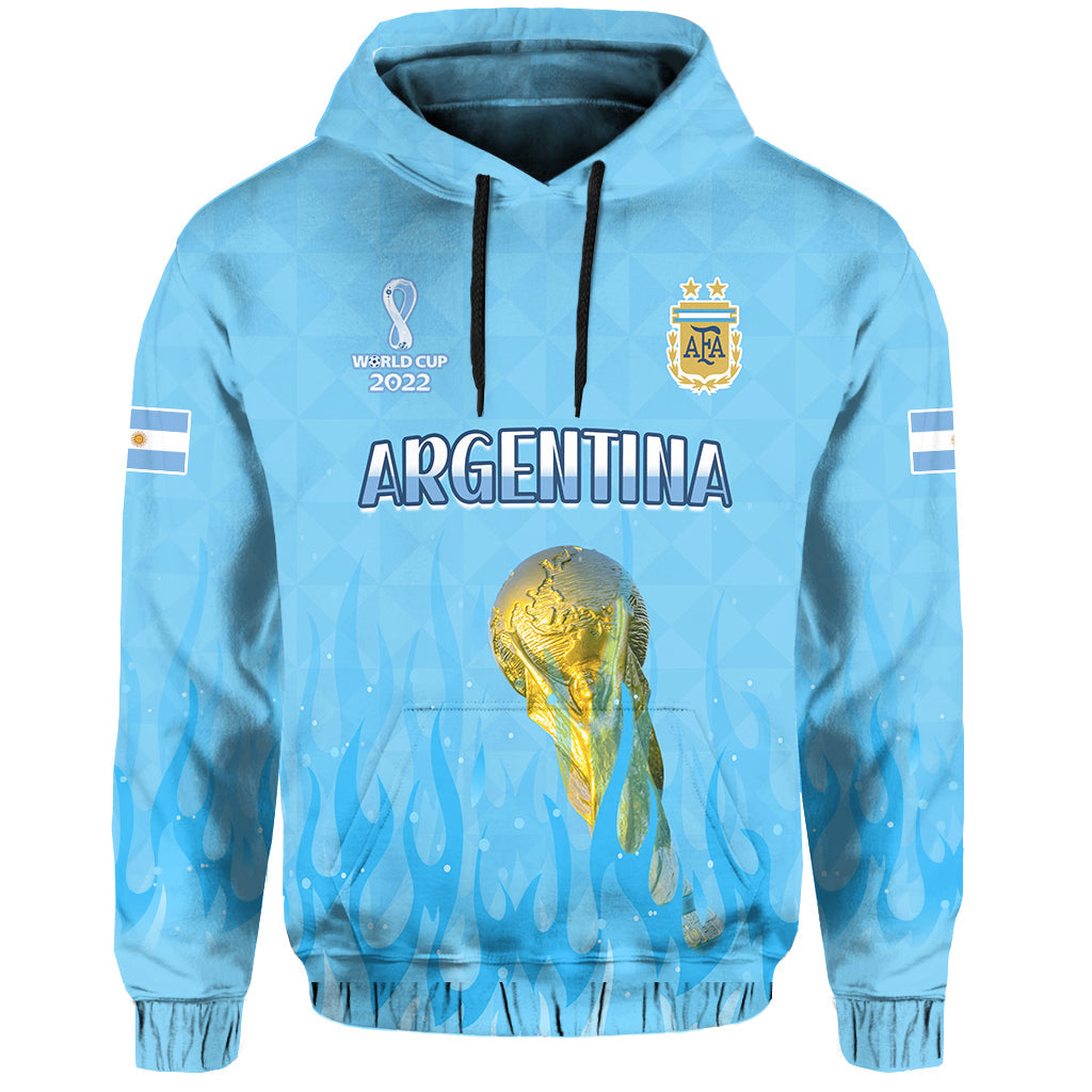 Custom Argentina Football Hoodie Vamos Sky Champions World Cup Fire LT13 - Wonder Print Shop