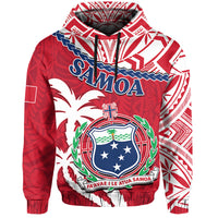 Samoa Hoodie Samoan Coat Of Arms With Coconut Red Style - Wonder Print Shop