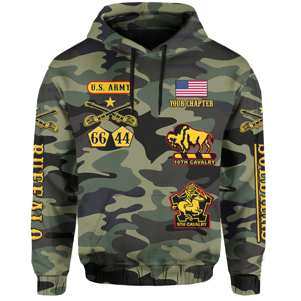 (Custom Text and Chapter) Buffalo Soldiers Hoodie Camouflage American Heroes BSMC LT13 - Wonder Print Shop