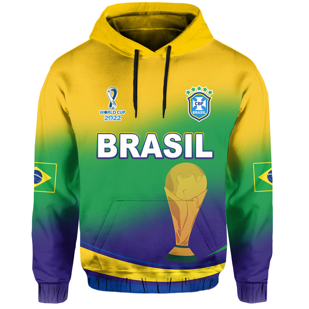 Custom Brazil Football Hoodie Soccer 2022 World Cup Selecao Brazil Campeao Style Color Flag LT13 - Wonder Print Shop