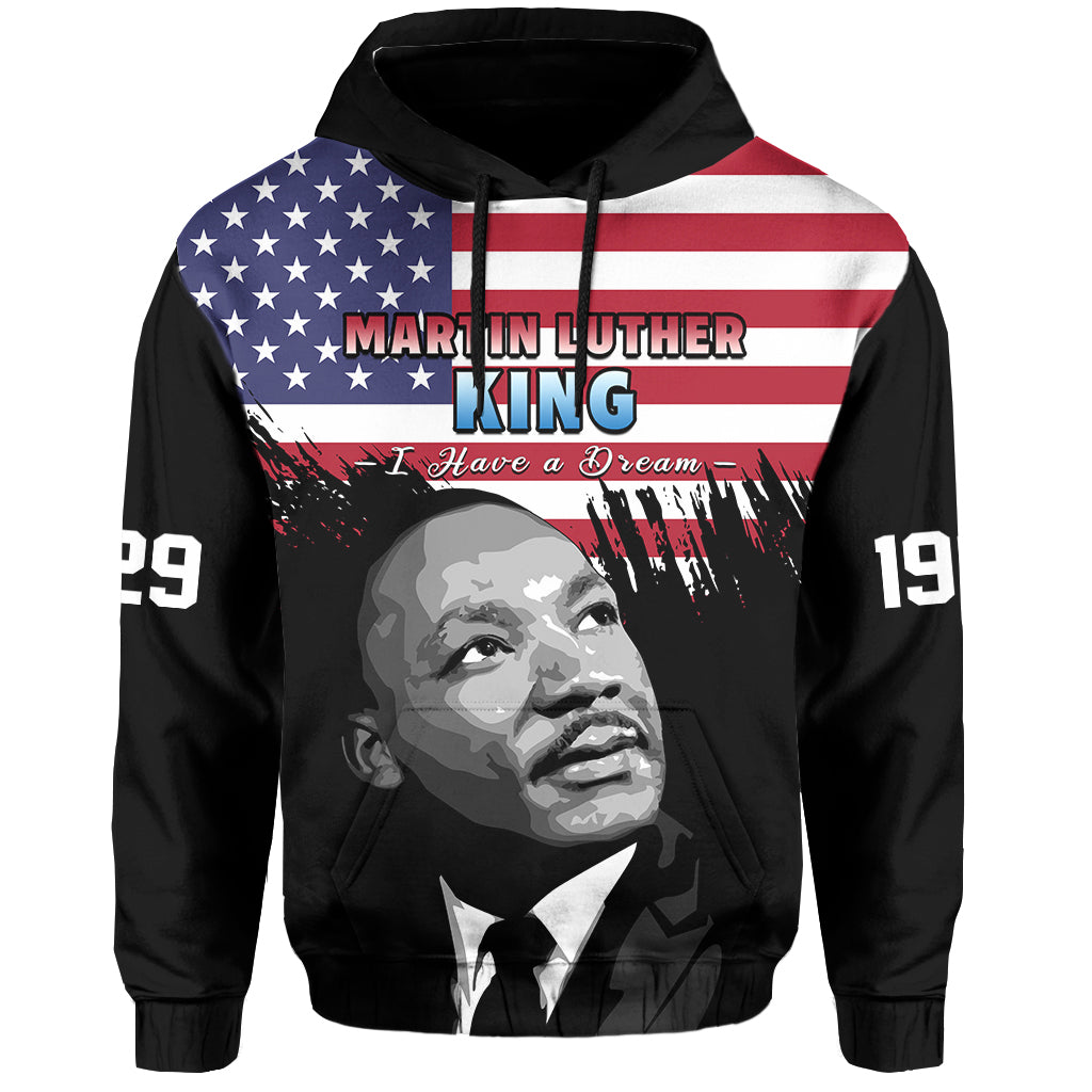 United States Hoodie United States Happy MLK Day Flag Grunge Style - Wonder Print Shop