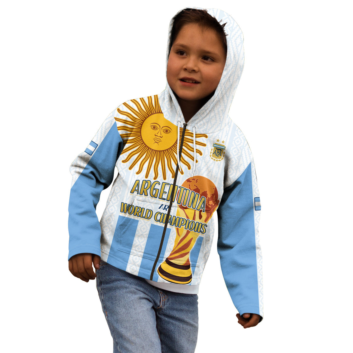 Argentina Football Hoodie KID World Champions 2022 Dream Come True LT13 - Wonder Print Shop