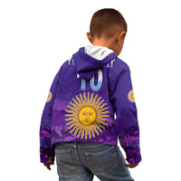 Kids purple football hoodie with back sun emblem, number 10 and camouflage pattern