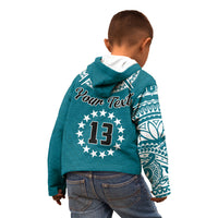 (Custom Text and Number) Cook Islands Tatau Hoodie KID Symbolize Passion Stars Version Blue LT13 - Wonder Print Shop