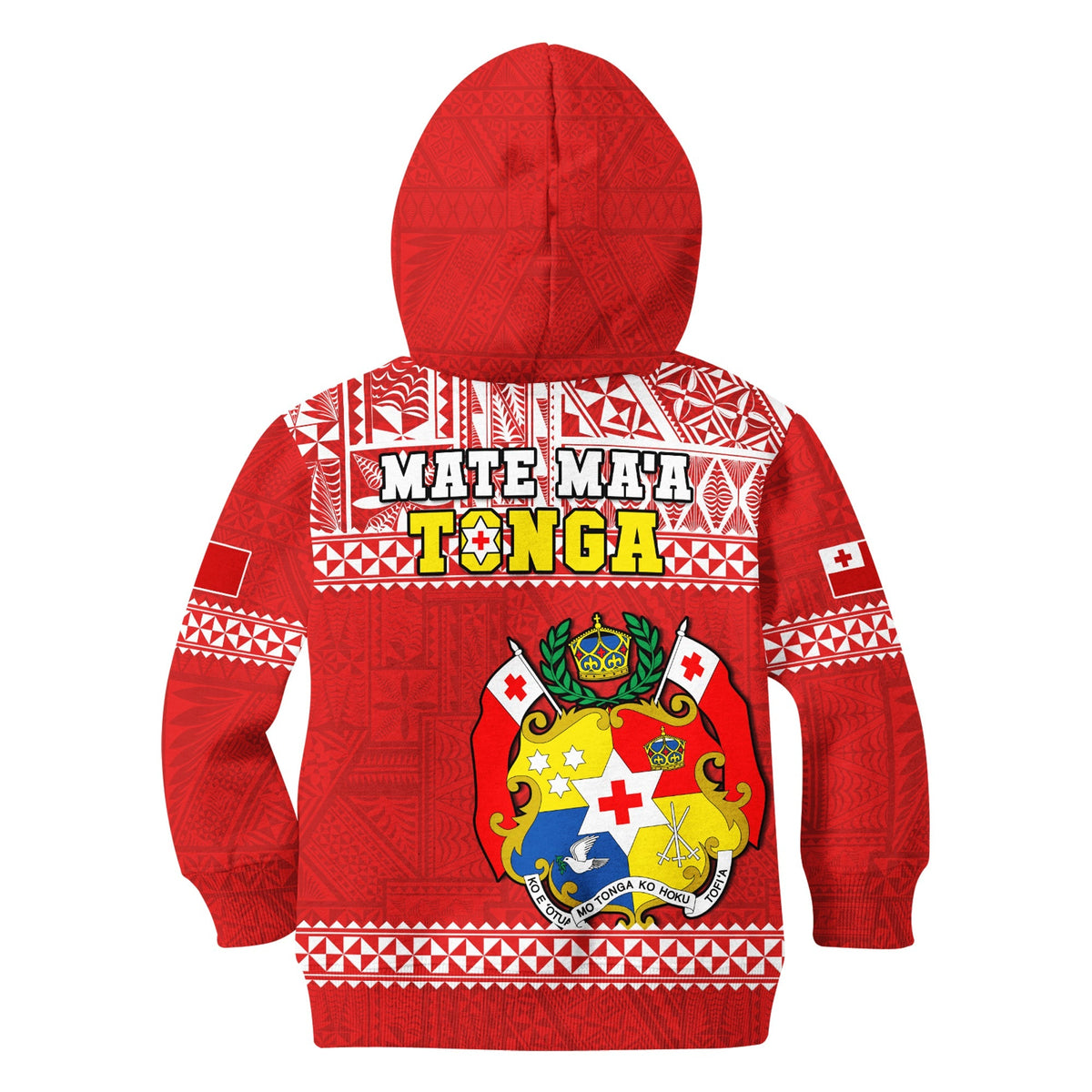 Tonga Rugby Hoodie KID Mate Maa Tonga Pacific Ngatu White - Wonder Print Shop