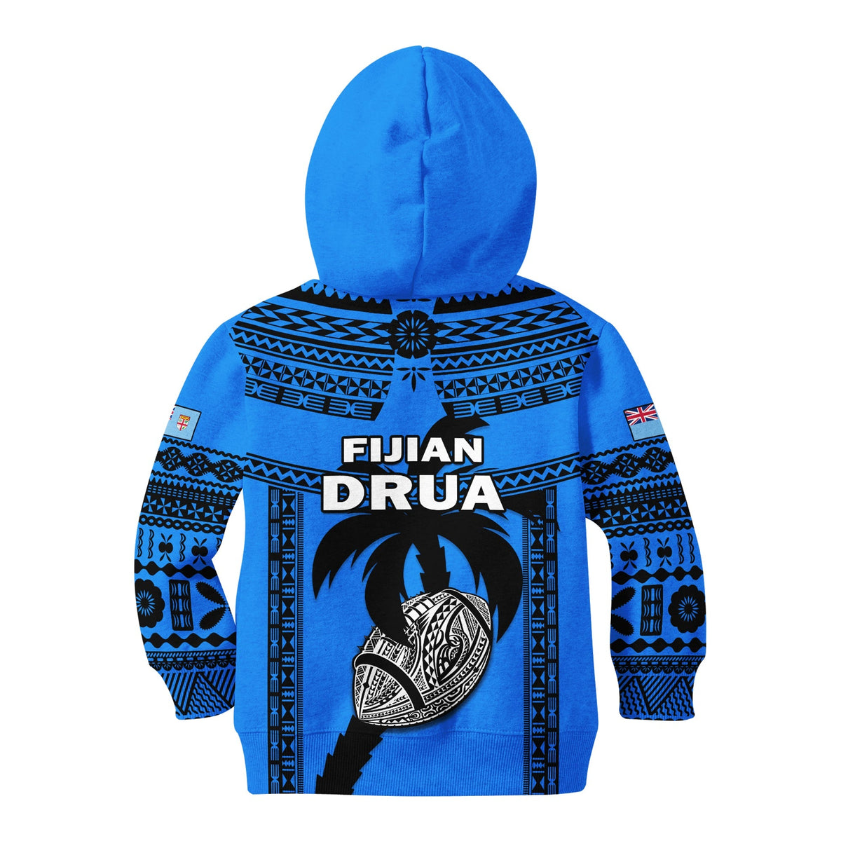 Fiji Rugby Hoodie KID Fijian Drua Super Polynesian Special Tapa Pattern - Wonder Print Shop