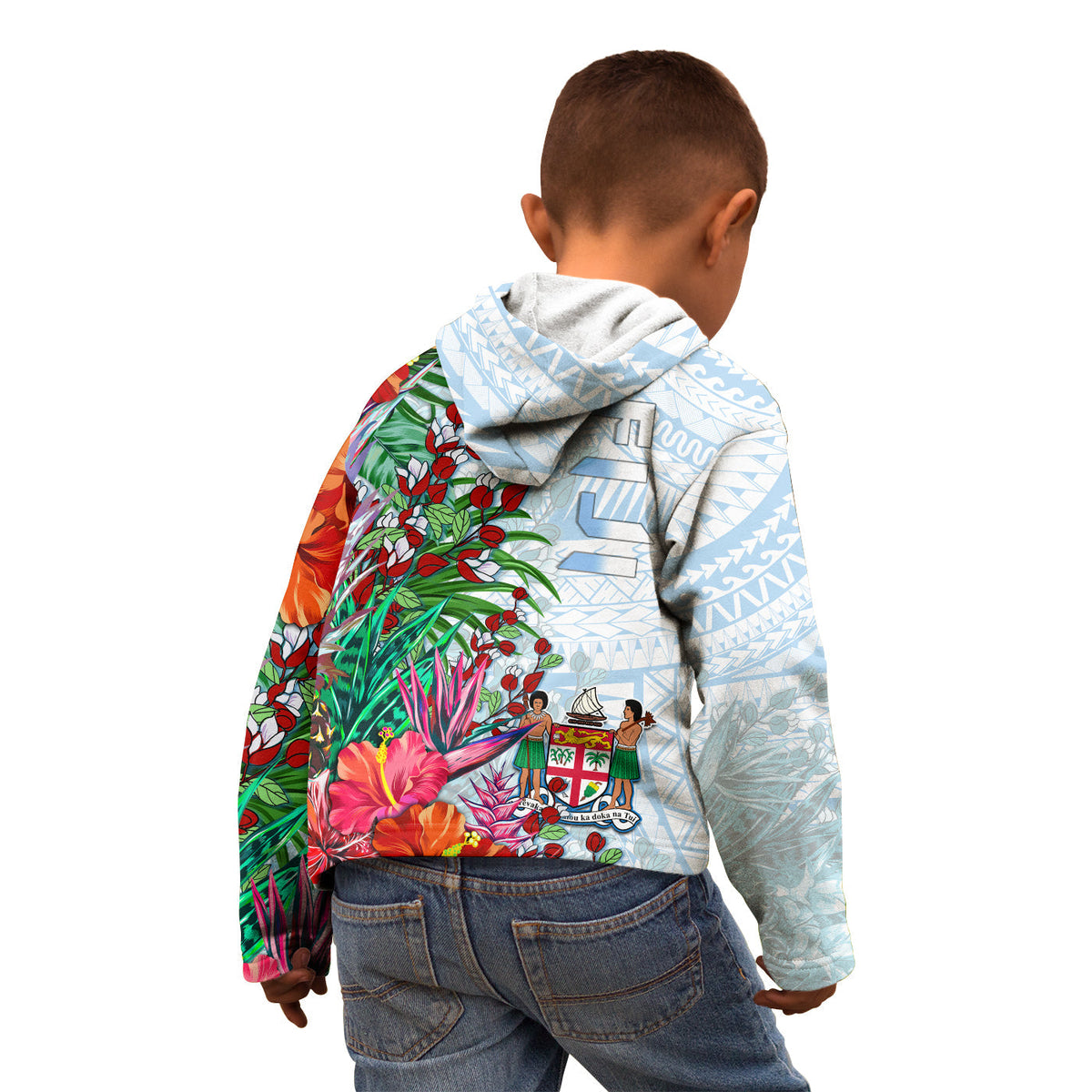 Fiji Hoodie KID Proud Fijian Tapa mix Tagimoucia Flowers LT13 - Wonder Print Shop