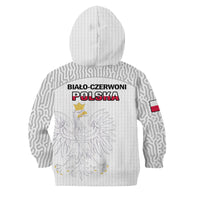 Poland Football Hoodie KID Polska World Cup 2022 White - Wonder Print Shop