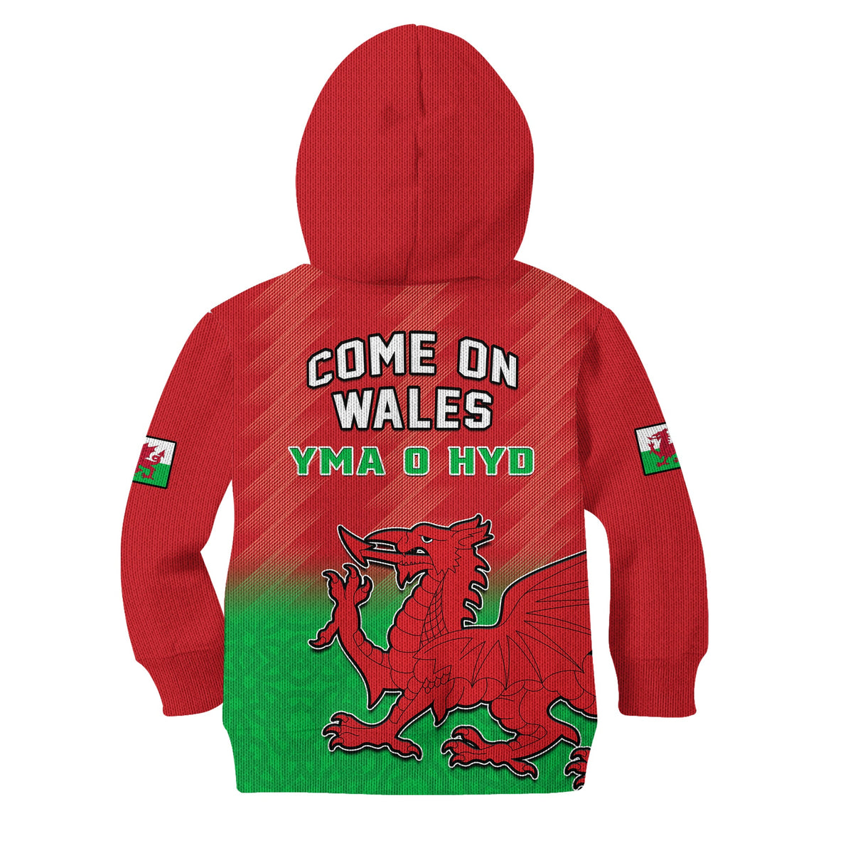Wales Football Hoodie KID World Cup 2022 Come On Cymru Yma O Hyd - Wonder Print Shop