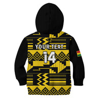(Custom Text And Number) Ghana Football Hoodie KID Black Stars Kente World Cup 2022 Yellow - Wonder Print Shop