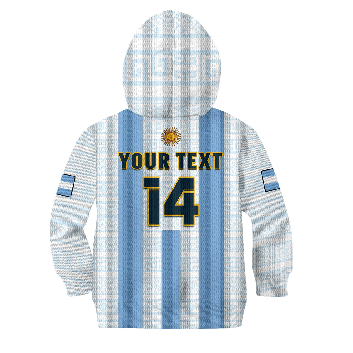 (Custom Text And Number) Argentina Football Hoodie KID World Cup La Albiceleste 3rd Champions Proud - Wonder Print Shop