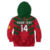 (Custom Text And Number) Cameroon Football Hoodie KID Les Lions Indomptables Red World Cup 2022 - Wonder Print Shop