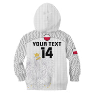 (Custom Text And Number) Poland Football Hoodie KID Polska World Cup 2022 White - Wonder Print Shop