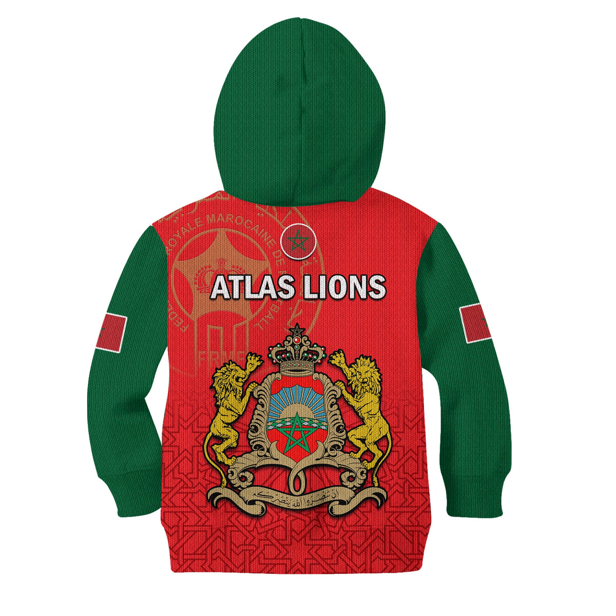 Morocco Football Hoodie KID Atlas Lions Red World Cup 2022 - Wonder Print Shop