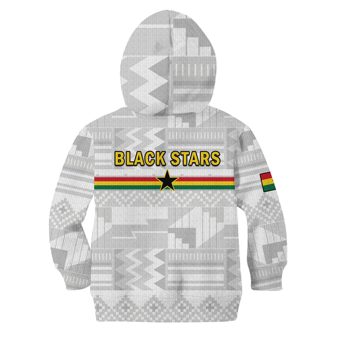 Ghana Football Hoodie KID Black Stars Kente World Cup 2022 White - Wonder Print Shop