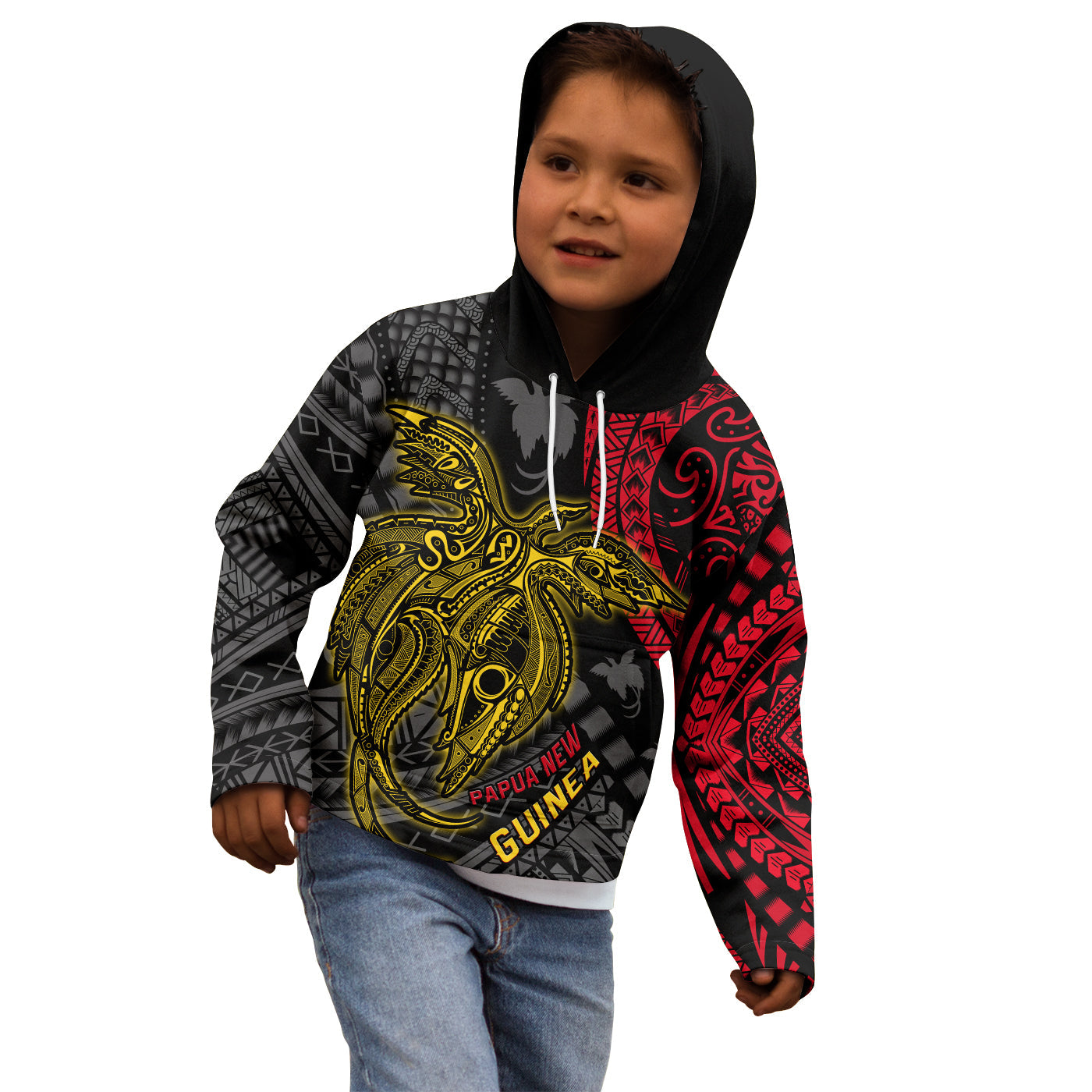 Custom Text and Number Papua New Guinea Hoodie KID Raggiana Birds Of Paradise Happy 47th Independence Day LT13 - Wonder Print Shop