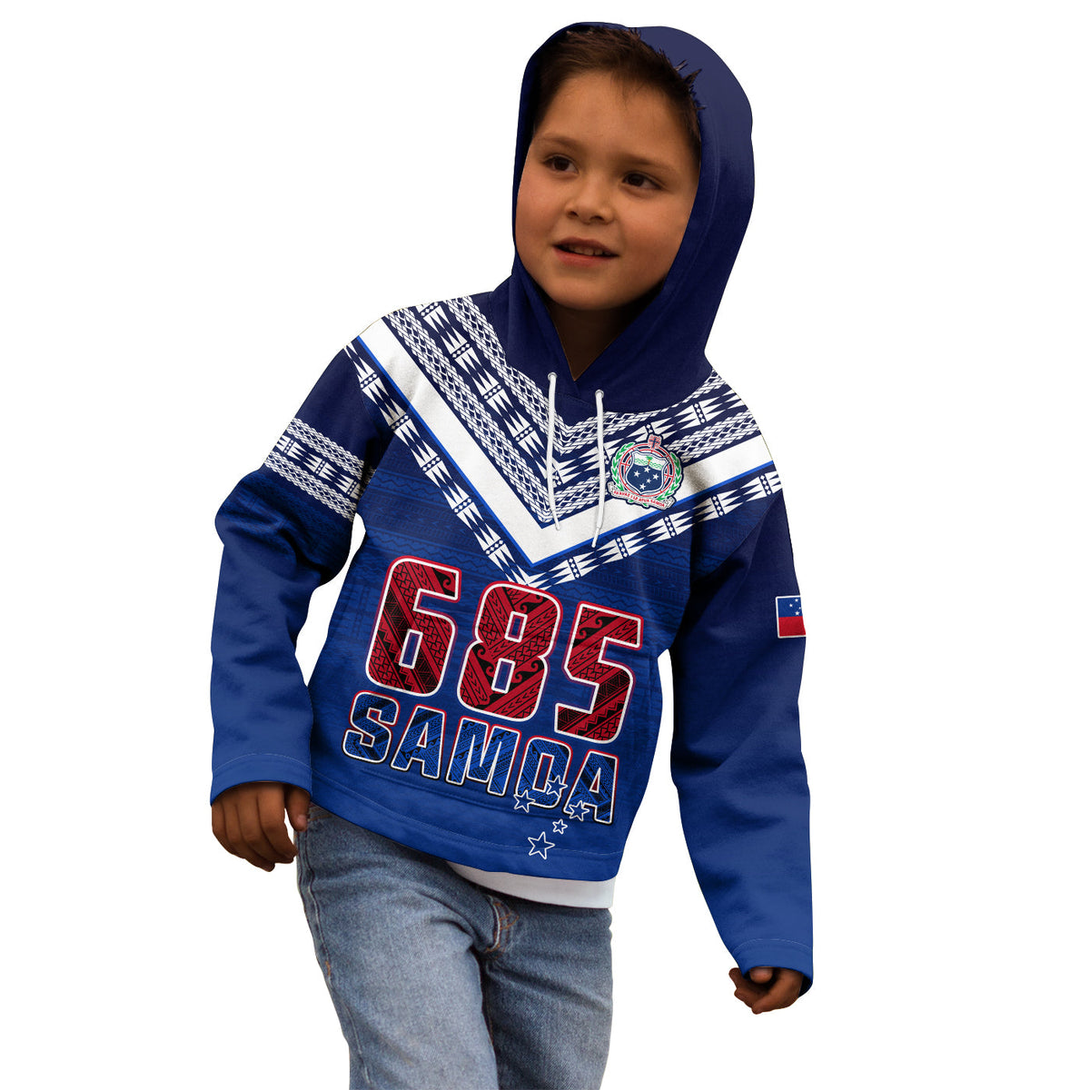 (Custom Personalise Text and Number) Samoa 685 Hoodie KID Uso Aso Uma Toa Samoa Rugby History Made LT13 - Wonder Print Shop
