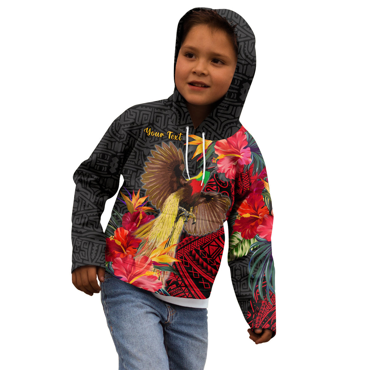 Custom Personalised Papua New Guinea Hoodie KID Bird of Paradise LT13 - Wonder Print Shop