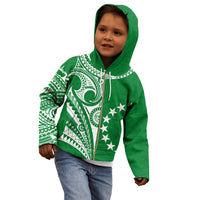 Cook Islands Tatau Hoodie KID Symbolize Passion Stars Version Green LT13 - Wonder Print Shop