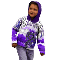 Custom Personalised Manaia Maori Hoodie KID Fern Aotearoa Purple Waves LT13 - Wonder Print Shop