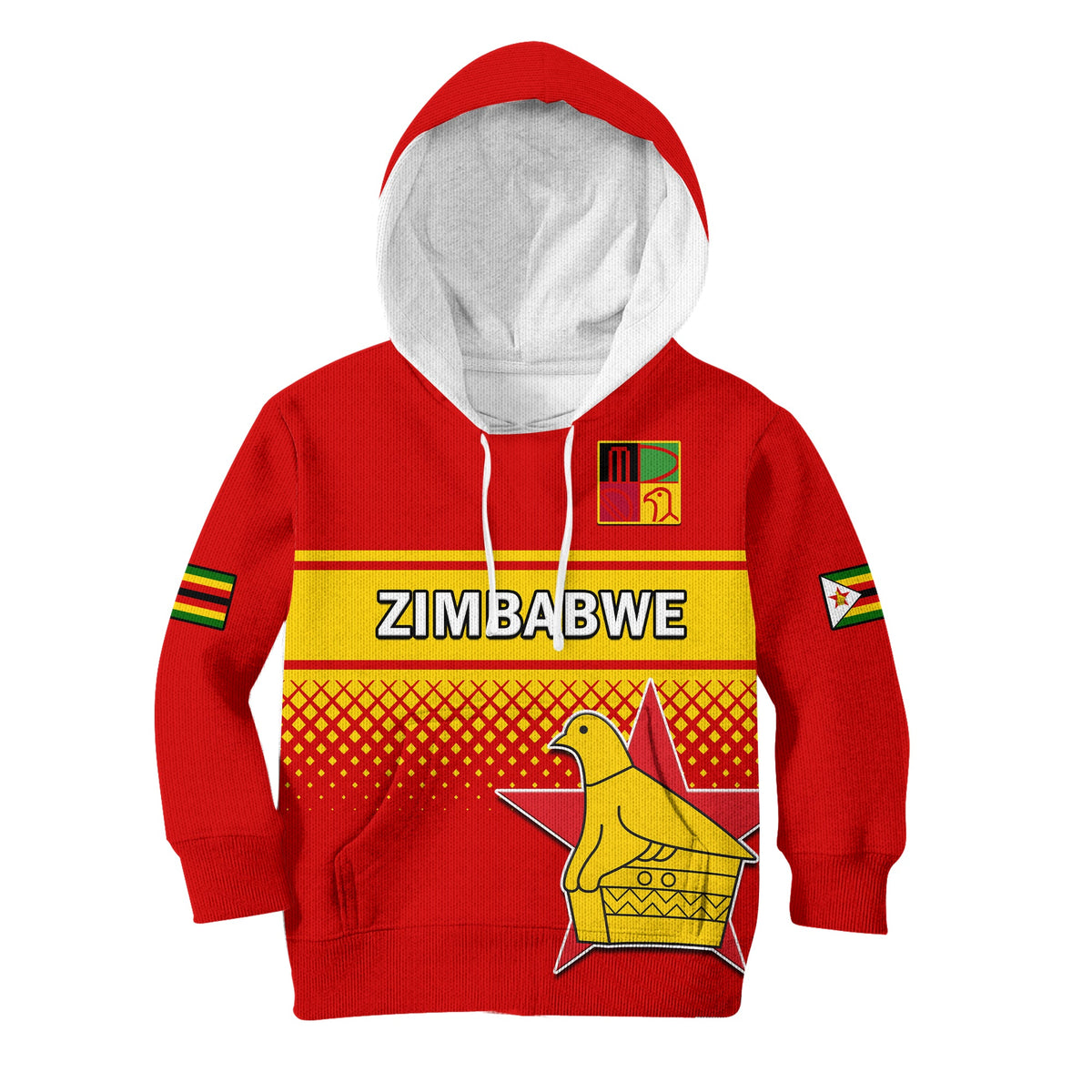 (Custom Text And Number) Zimbabwe Cricket Hoodie KID The Chevrons ODI Style - Wonder Print Shop