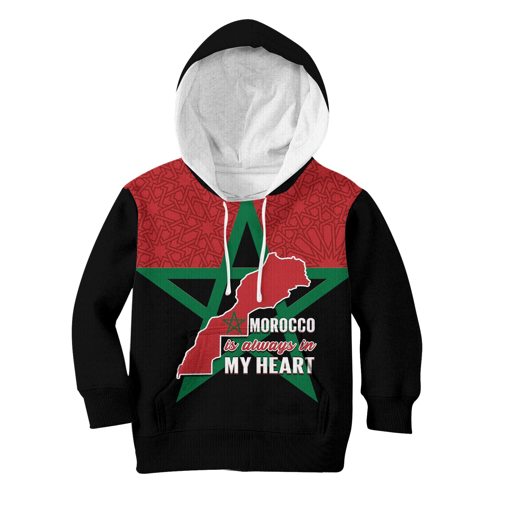 (Custom Personalised) Morocco Western Sahara Hoodie KID Map Black Moroccan Is Always In My Heart - Wonder Print Shop