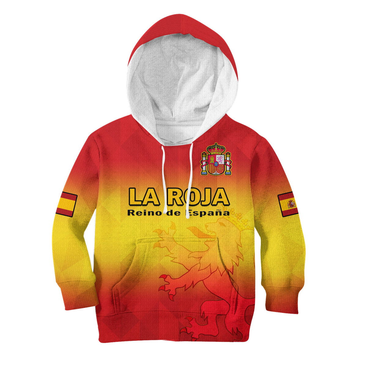 (Custom Text And Number) Spain Football Hoodie KID La Roja World Cup 2022 - Wonder Print Shop