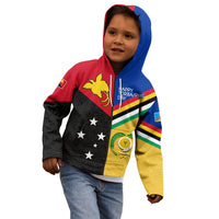 Kids zip hoodie with hood and front zipper, multicolor graphic stripes