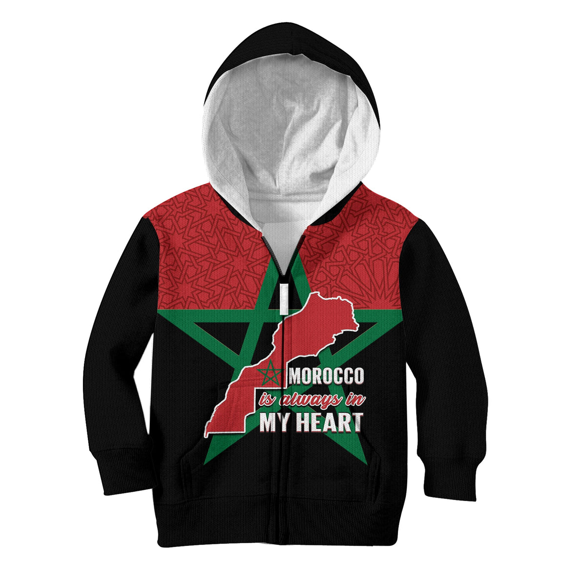 (Custom Personalised) Morocco Western Sahara Hoodie KID Map Black Moroccan Is Always In My Heart - Wonder Print Shop